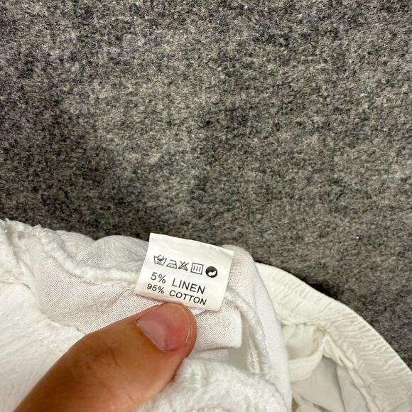 Unbranded Pants Women XL White High Rise Chino Flat Front Linen Drawstring - Picture 8 of 9